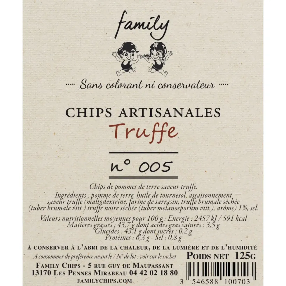 Chips artisanales à la truffe n°005 Family Chips - 125 g