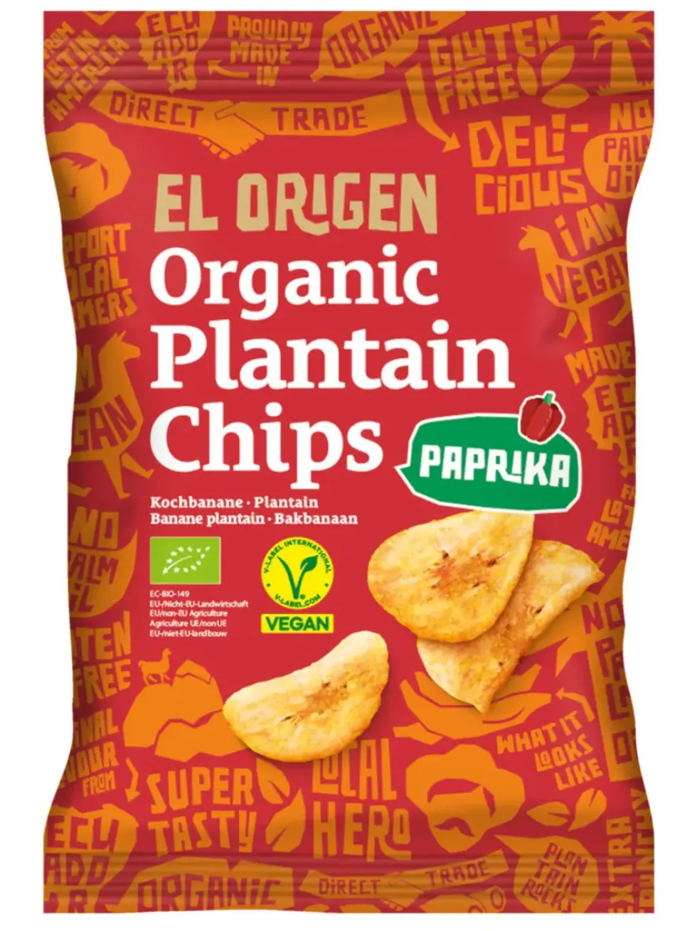 Chips banane plantain au paprika bio El Origen - 80 g