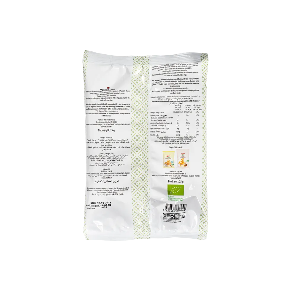 Chips de lentilles bio Apéri Bio - 75 g
