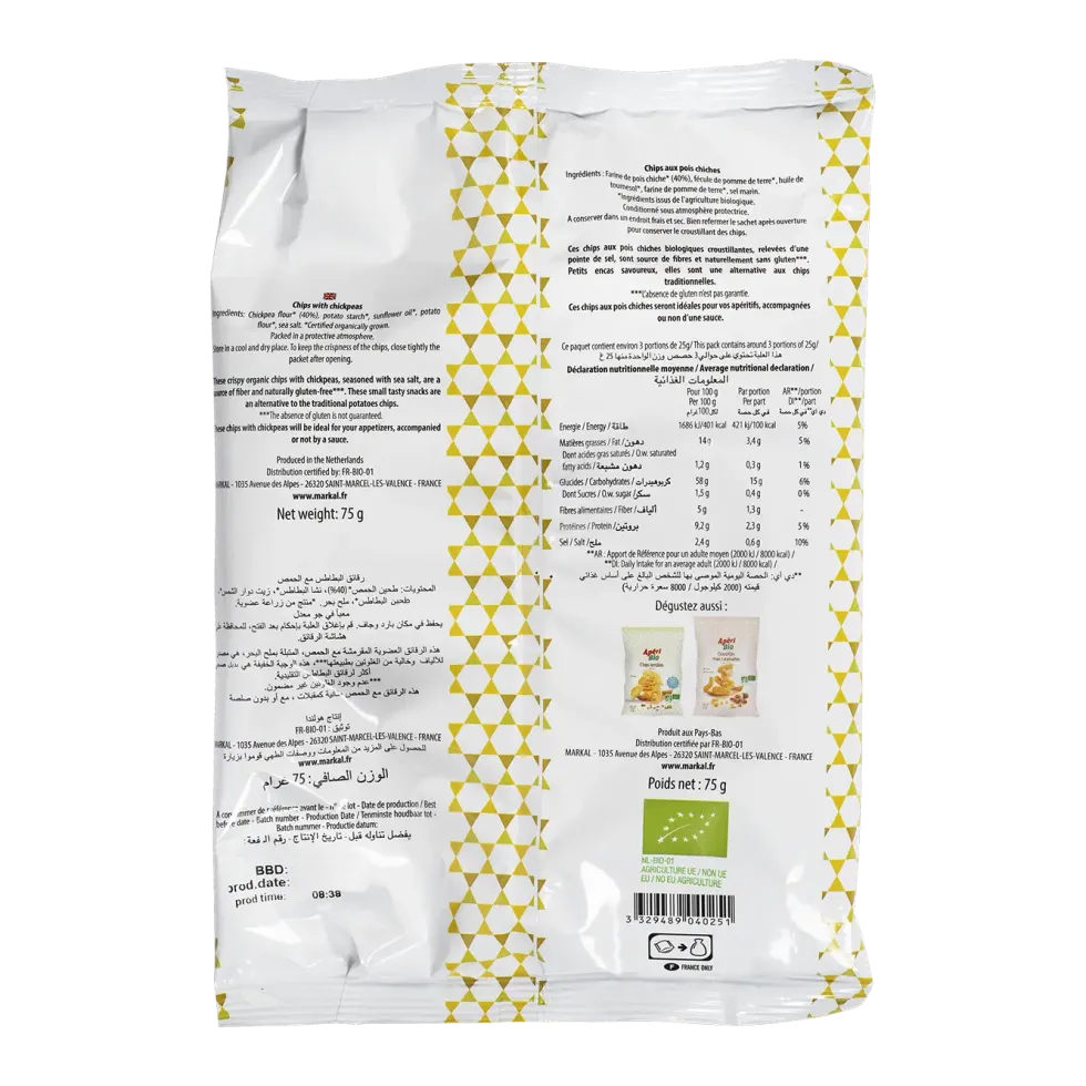 Chips de pois chiches bio Apéri Bio - 75 g