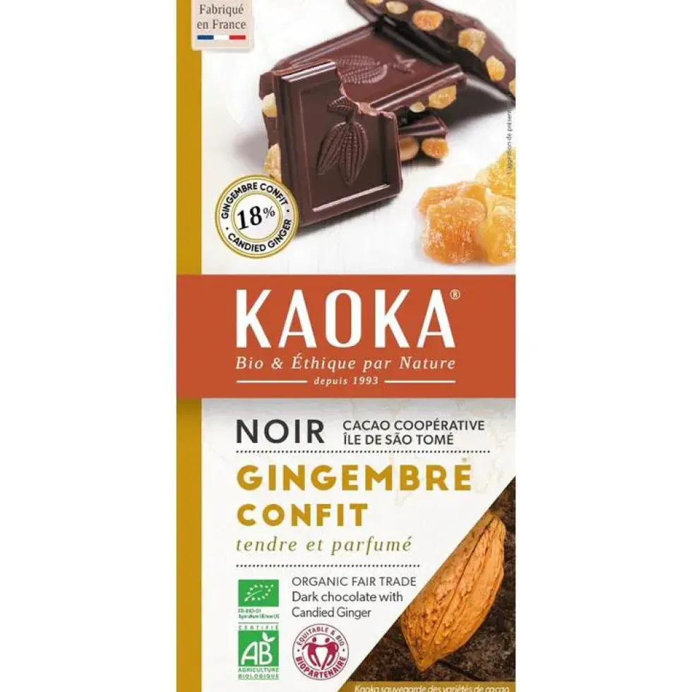 Chocolat noir gingembre bio Kaoka - 180 g