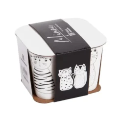Coffret de 4 mugs en porcelaine blancs et noirs Miaou - 35 cl