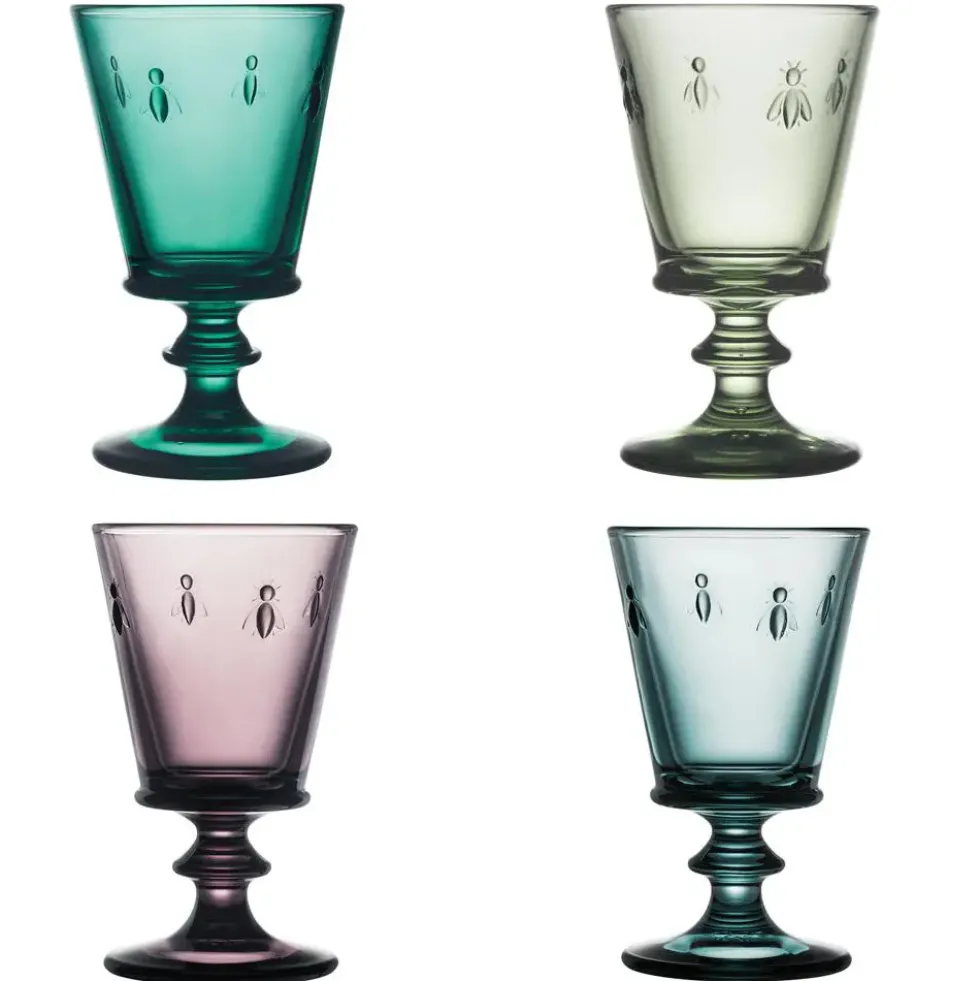 Coffret de 4 verres à pied en verre couleur Abeille - 24 cl