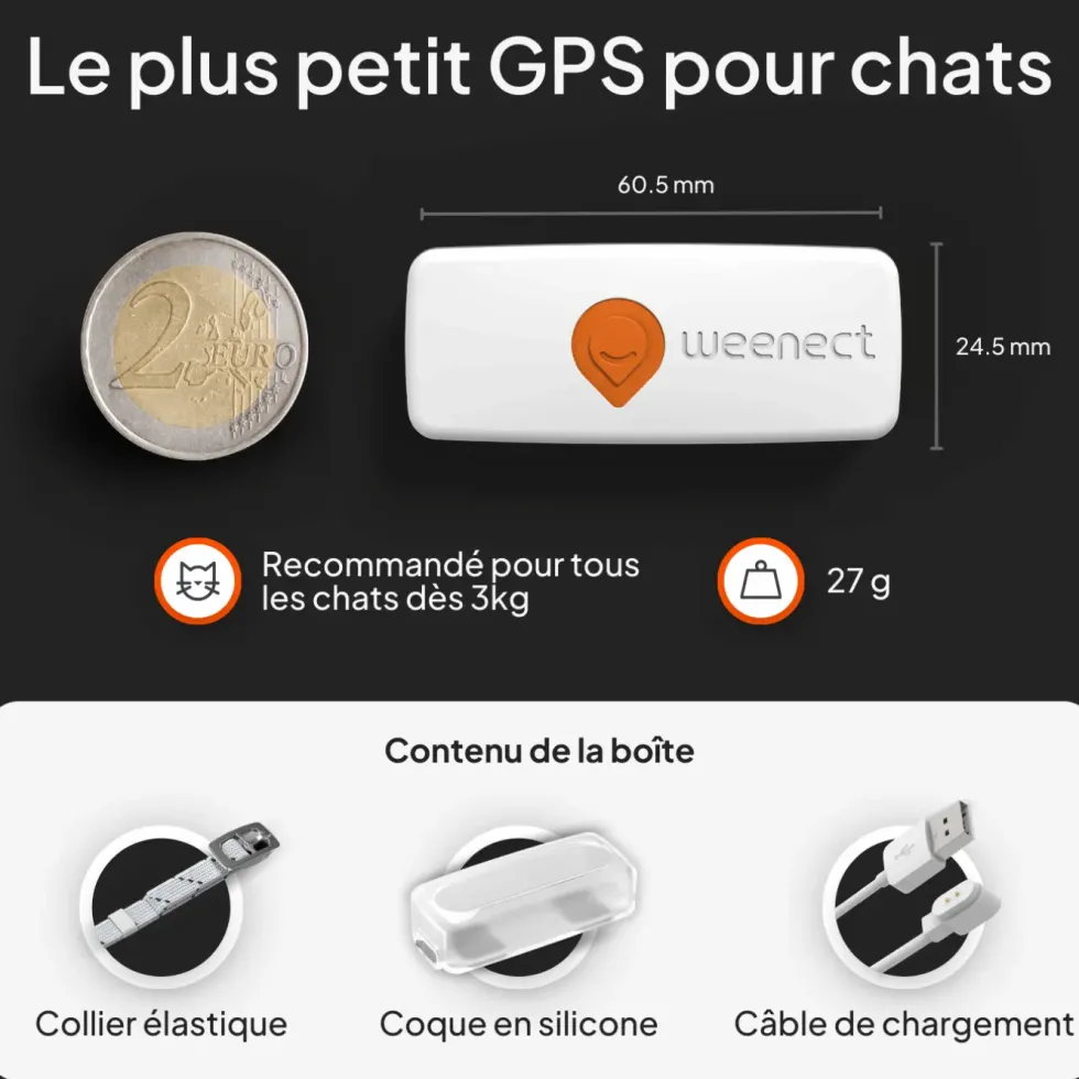 Collier GPS pour chat coloris blanc Weenect