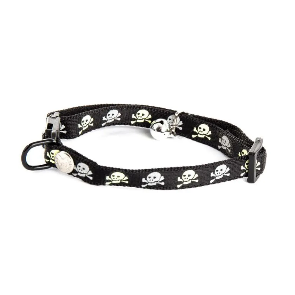 Collier Tête de mort pour chat noir