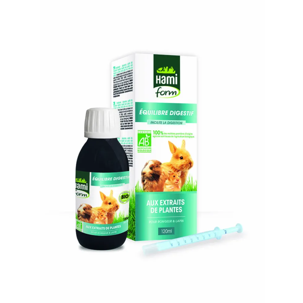 Complément alimentaire équilibre digestif bio pour rongeurs de 120 ml