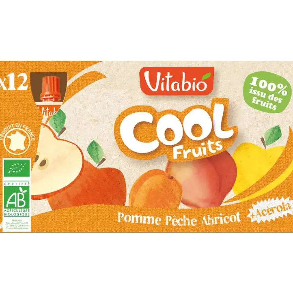 Cool Fruits Pomme / Pêche / Abricot bio - 12 x 90 gr