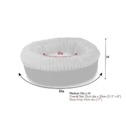 Couchage pour chien ou chat coloris gris corbeille ronde Scruffs Ellen - Taille M Ø 55 cm
