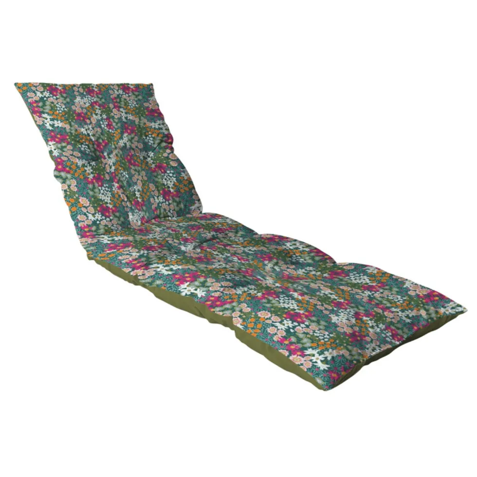 Coussin bain de soleil en polyester/coton fleuri multicolore Flocons La Petite Fleuriste - 180 x 56 x 10 cm