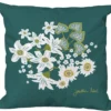 Coussin déco en polyester/coton vert Jardin Privé Guirlande Fleurie - 40 x 40 x 15 cm