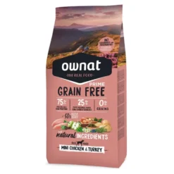 Croquette pour chien adulte de petite taille Grain Free Prime au poulet et dinde Ownat - 3 kg