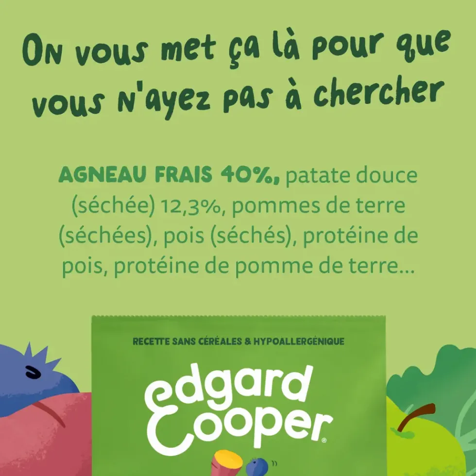 Croquettes pour chien adulte à l'agneau sans céréales Edgard & Cooper - 7 kg