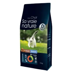Croquettes sans céréales pour chaton au poulet et au saumon Sa Vraie Nature - 5 kg