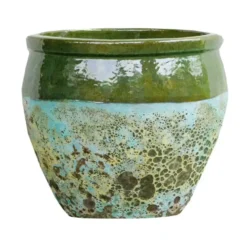 Cuvier en grès émaillé fait-main coloris vert Poterie du Bousquet Léon - Ø 21 x H 20 cm