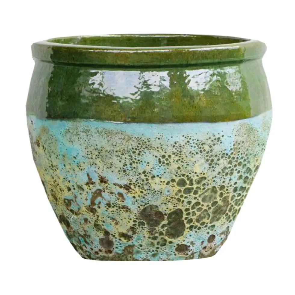 Cuvier en grès émaillé fait-main coloris vert Poterie du Bousquet Léon - Ø 50 x H 49 cm