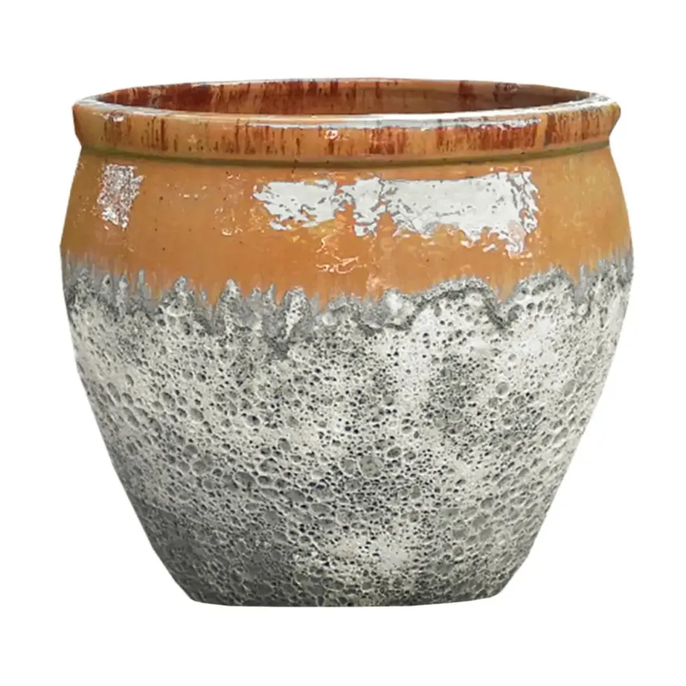 Cuvier en grès émaillé old miel Decolines Leon - Ø 40 x H 39 cm