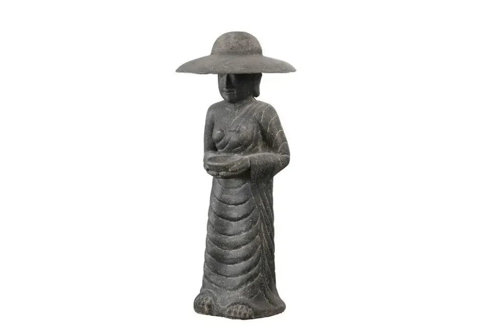 Décoration pour jardin aquatique coloris noir en pierre reconstituée figurine fermière coréenne SEDA - 120 cm
