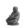 Décoration pour jardin aquatique coloris noir en pierre reconstituée figurine moine assis avec une bougie SEDA - 20 cm