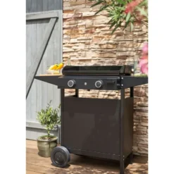 Desserte chariot pour plancha Origin fermé 60 coloris noir en acier Forge Adour Origin - 83,2 x 128,6 x 55,8 cm