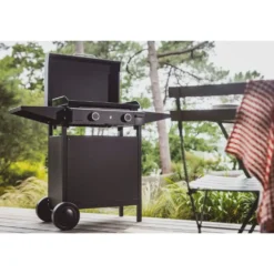 Desserte chariot pour plancha Origin fermé 60 coloris noir en acier Forge Adour Origin - 83,2 x 128,6 x 55,8 cm