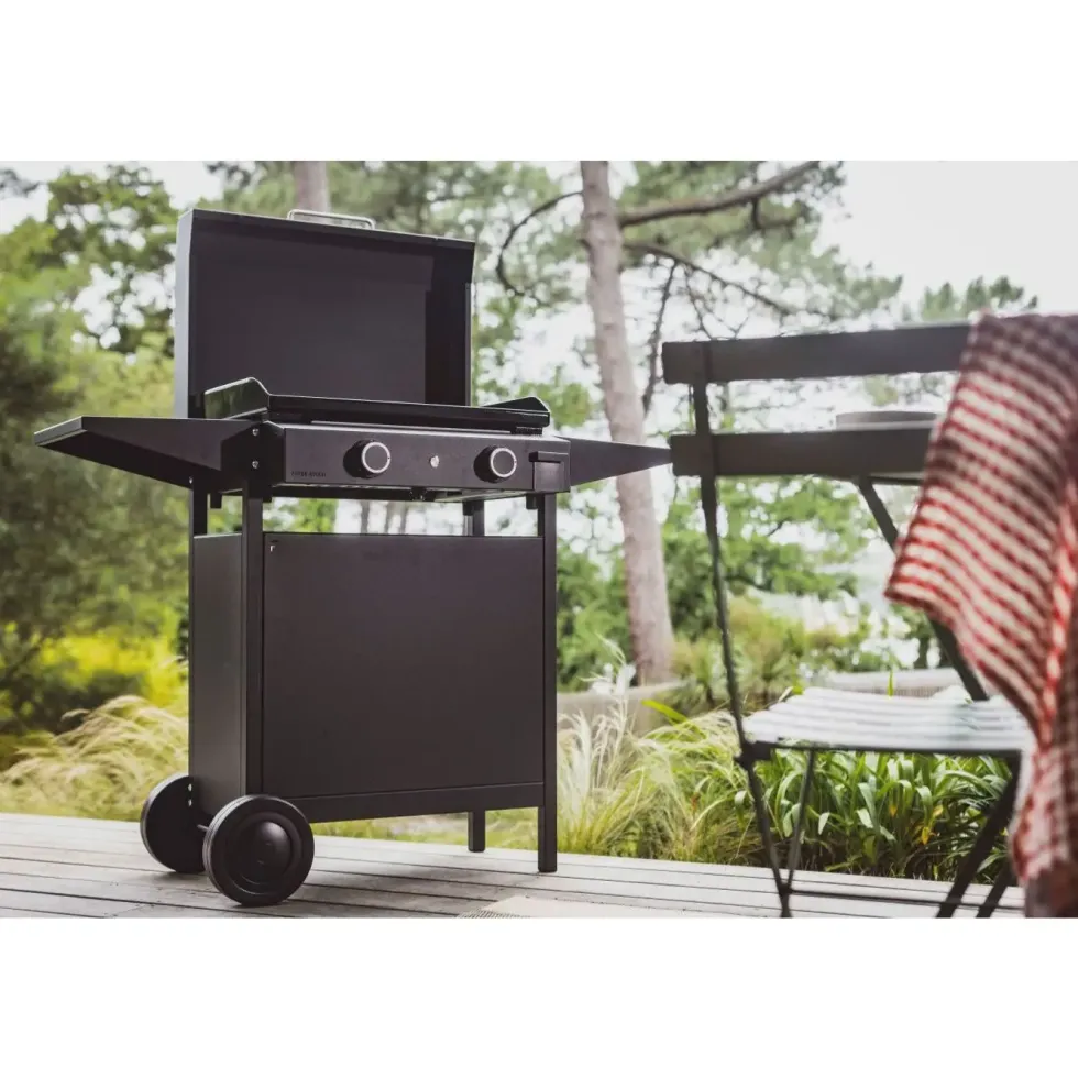 Desserte chariot pour plancha Origin fermé 60 coloris noir en acier Forge Adour Origin - 83,2 x 128,6 x 55,8 cm