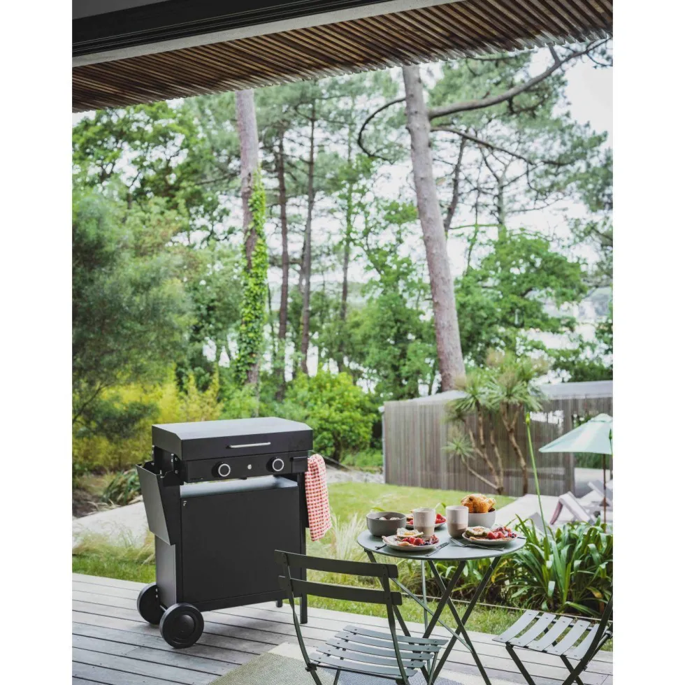 Desserte chariot pour plancha Origin fermé 60 coloris noir en acier Forge Adour Origin - 83,2 x 128,6 x 55,8 cm
