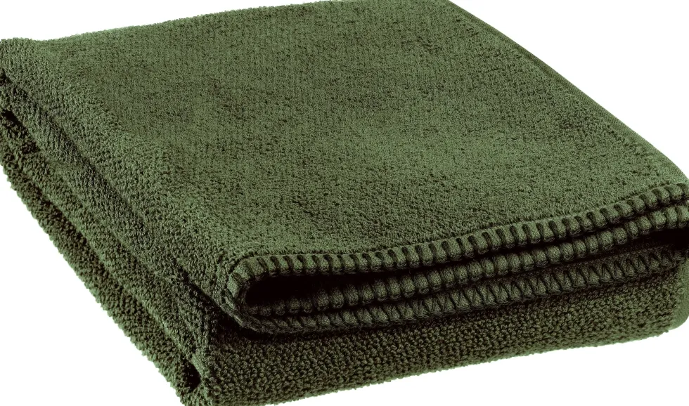 Drap de douche en coton coloris romarin Vivaraise Bora - 130 x 70 cm