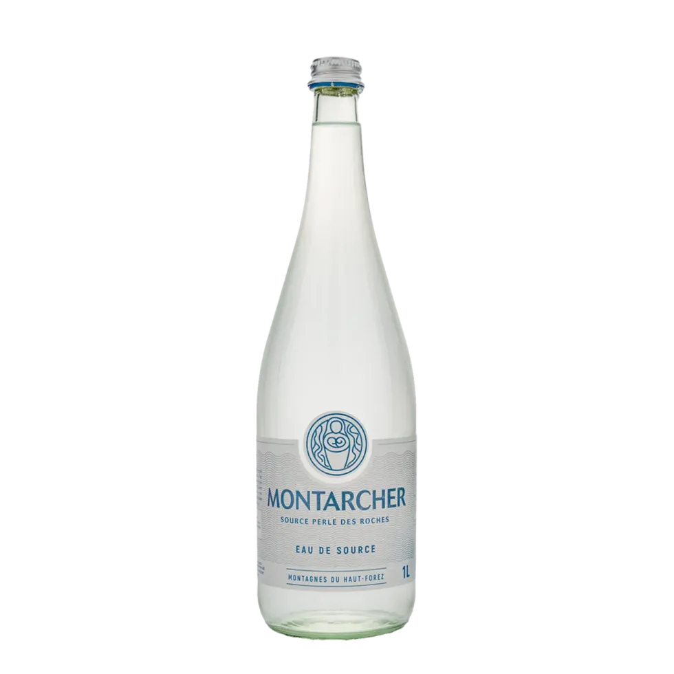Eau de source plate en bouteille de verre Montarcher - 1 L