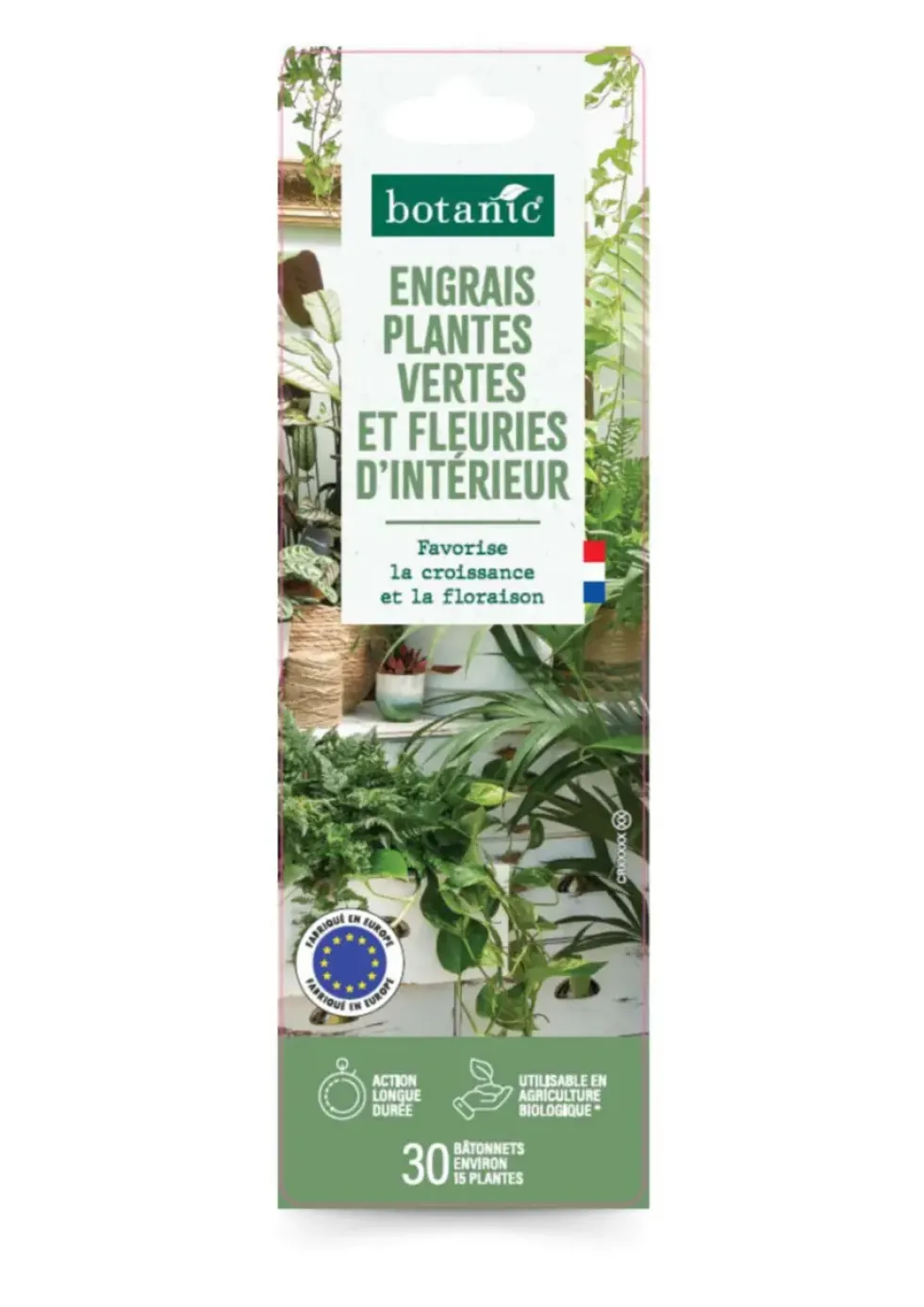 Engrais plantes vertes et plantes fleuries d'intérieur en boîte botanic® - 30 bâtonnets