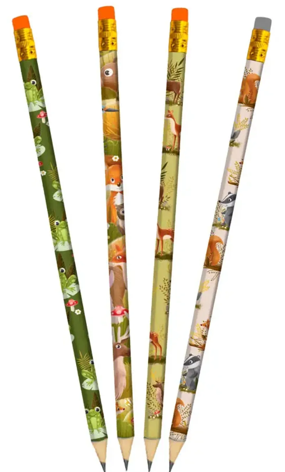 Ensemble de 4 crayons à papier thème Les animaux de la forêt Cartedart - 19,5 cm