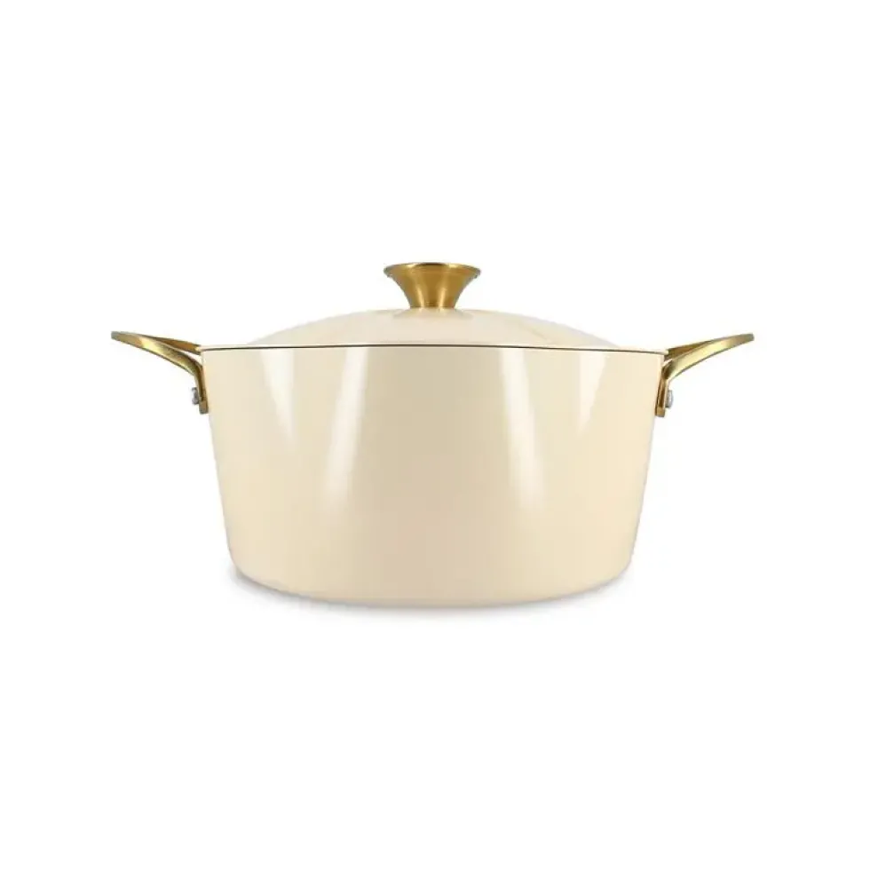 Faitout Menastyl Dahlia beige en aluminium recyclé - Ø 24 cm