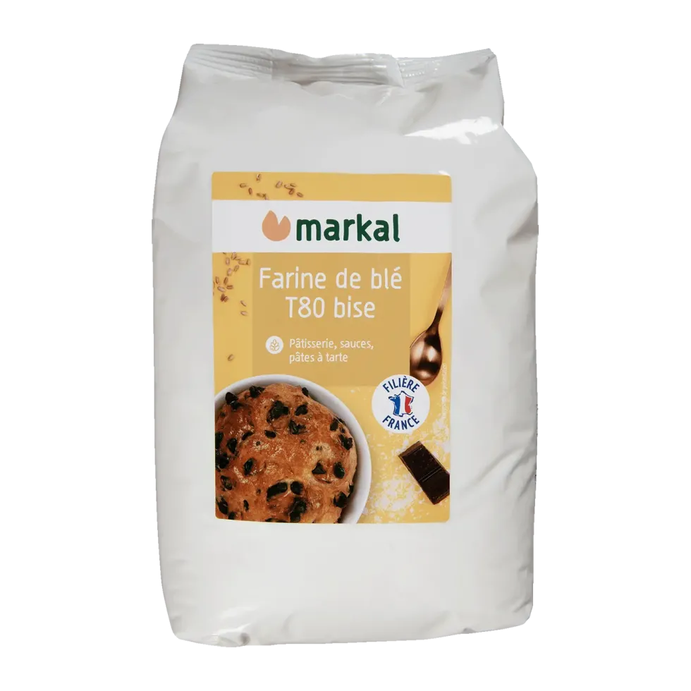 Farine de blé bise T80 bio en sachet de 1 kg