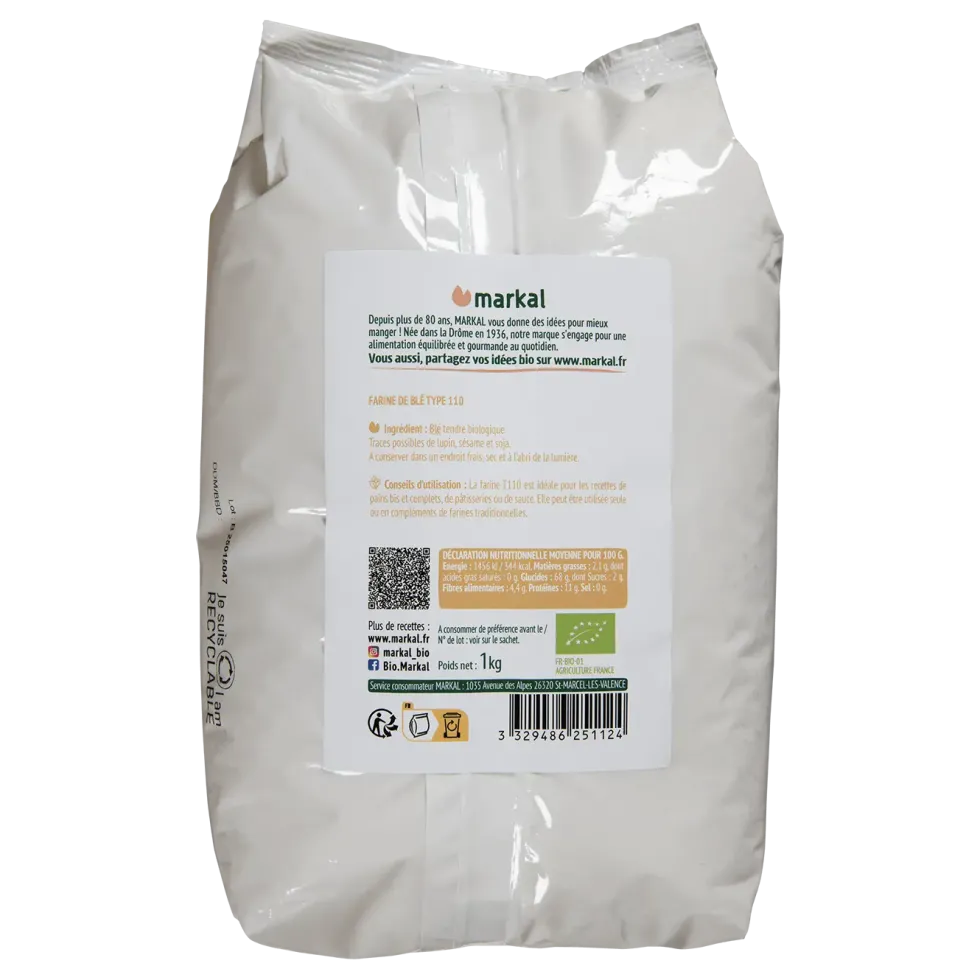 Farine de blé T110 bio - 1 kg