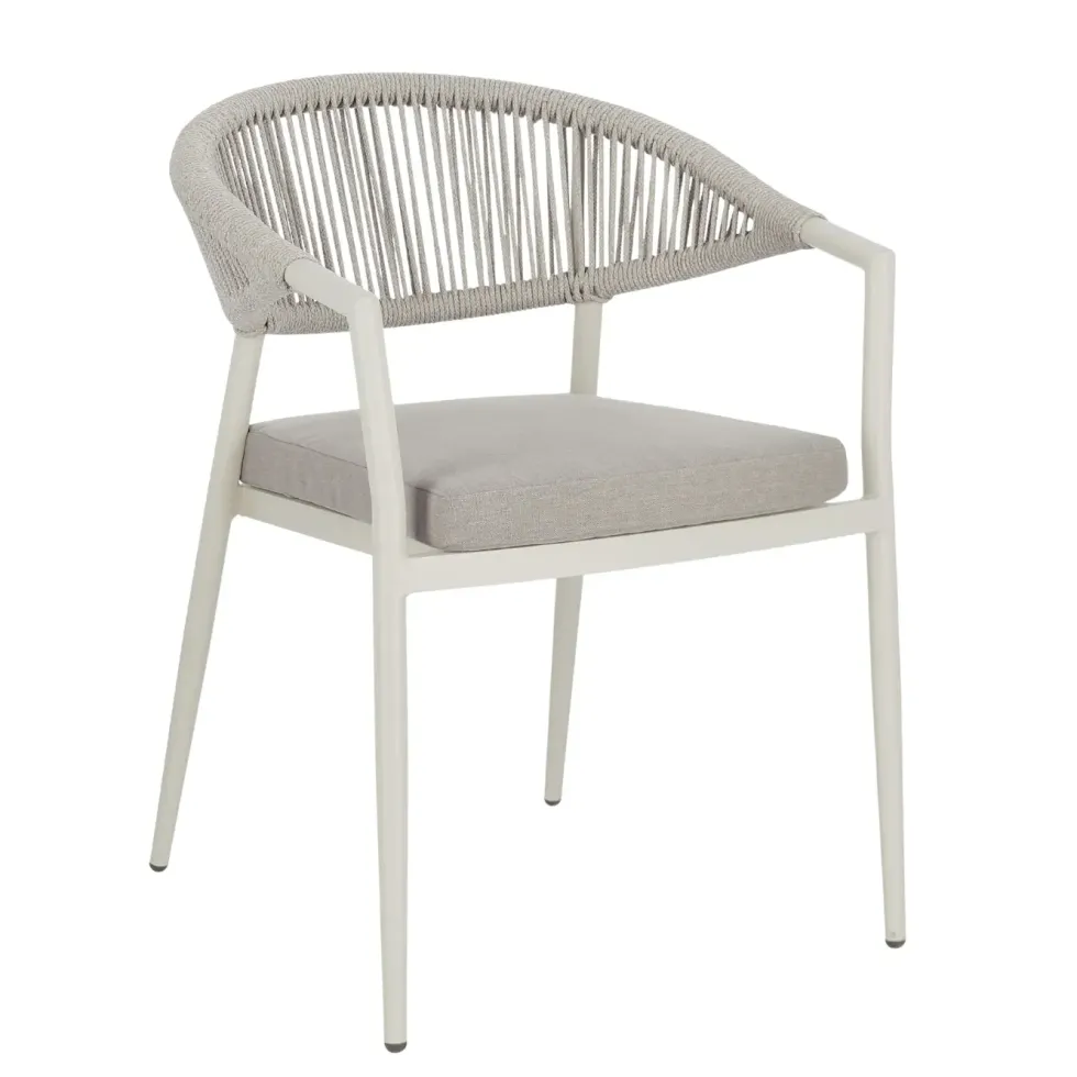Fauteuil crème en aluminium et corde Bizzotto Millor - 57 x 61 x 78 cm