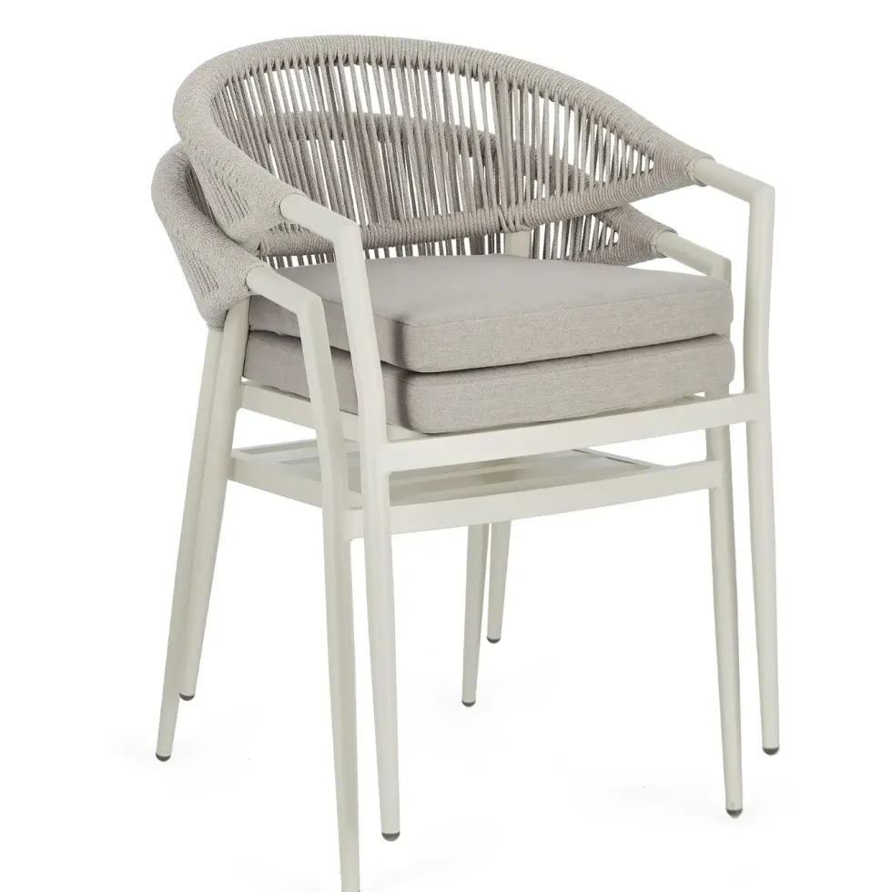 Fauteuil crème en aluminium et corde Bizzotto Millor - 57 x 61 x 78 cm