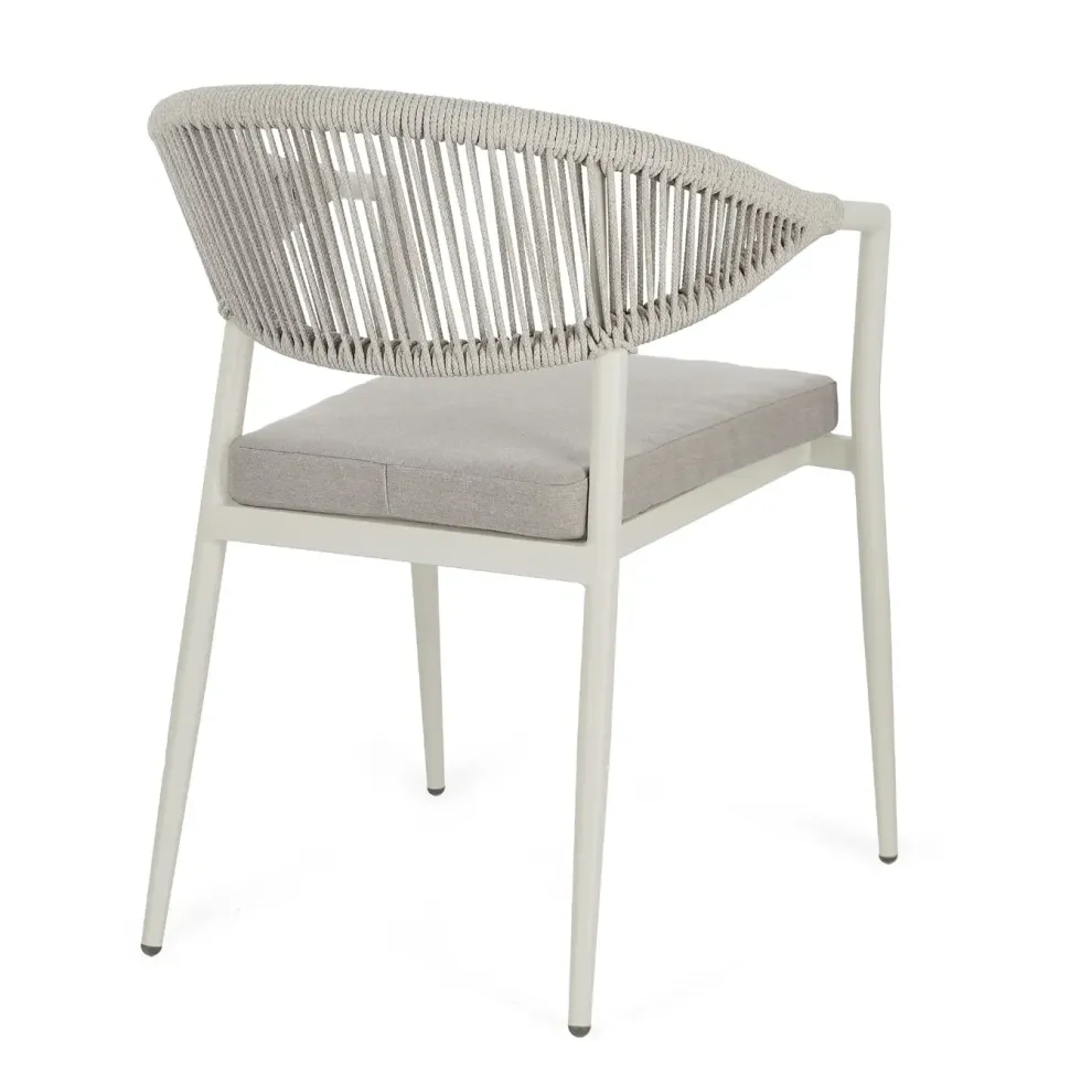 Fauteuil crème en aluminium et corde Bizzotto Millor - 57 x 61 x 78 cm