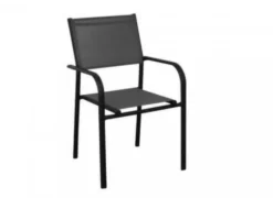 Fauteuil de jardin empilable en aluminium et toile graphites/gris - PROLOISIRS Duca