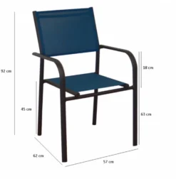 Fauteuil de jardin empilable aluminium et toile DUCA - graphite noir - PROLOISIRS