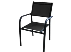 Fauteuil de jardin empilable aluminium et toile DUCA - graphite noir - PROLOISIRS