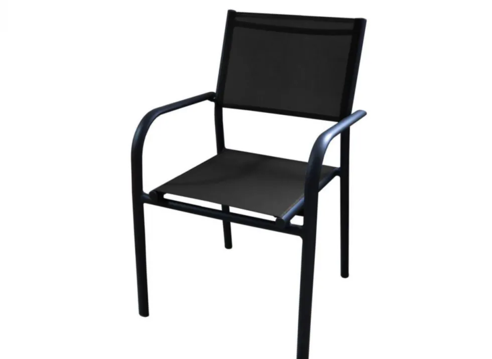 Fauteuil de jardin empilable aluminium et toile DUCA - graphite noir - PROLOISIRS