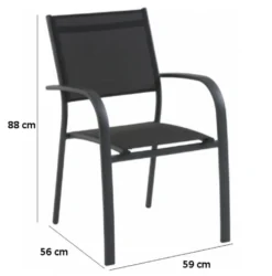 Fauteuil de jardin en aluminium, textilène anthracite CREADOR Tosca