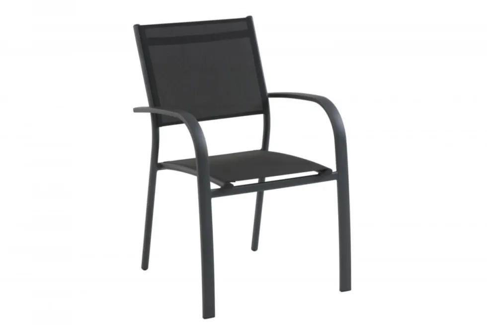 Fauteuil de jardin en aluminium, textilène anthracite CREADOR Tosca