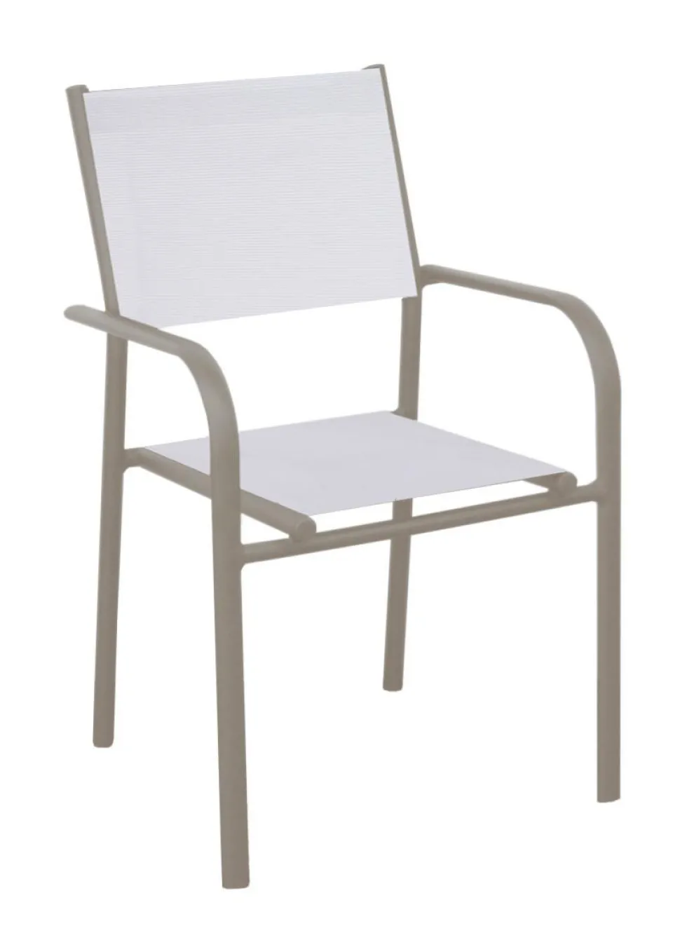 Fauteuil en aluminium crème et toile polyester blanc Niello - 87 x 51 x 56 cm