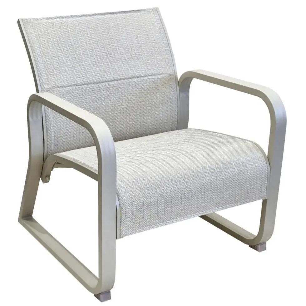Fauteuil lounge Quenza II-padded coloris beige en aluminium