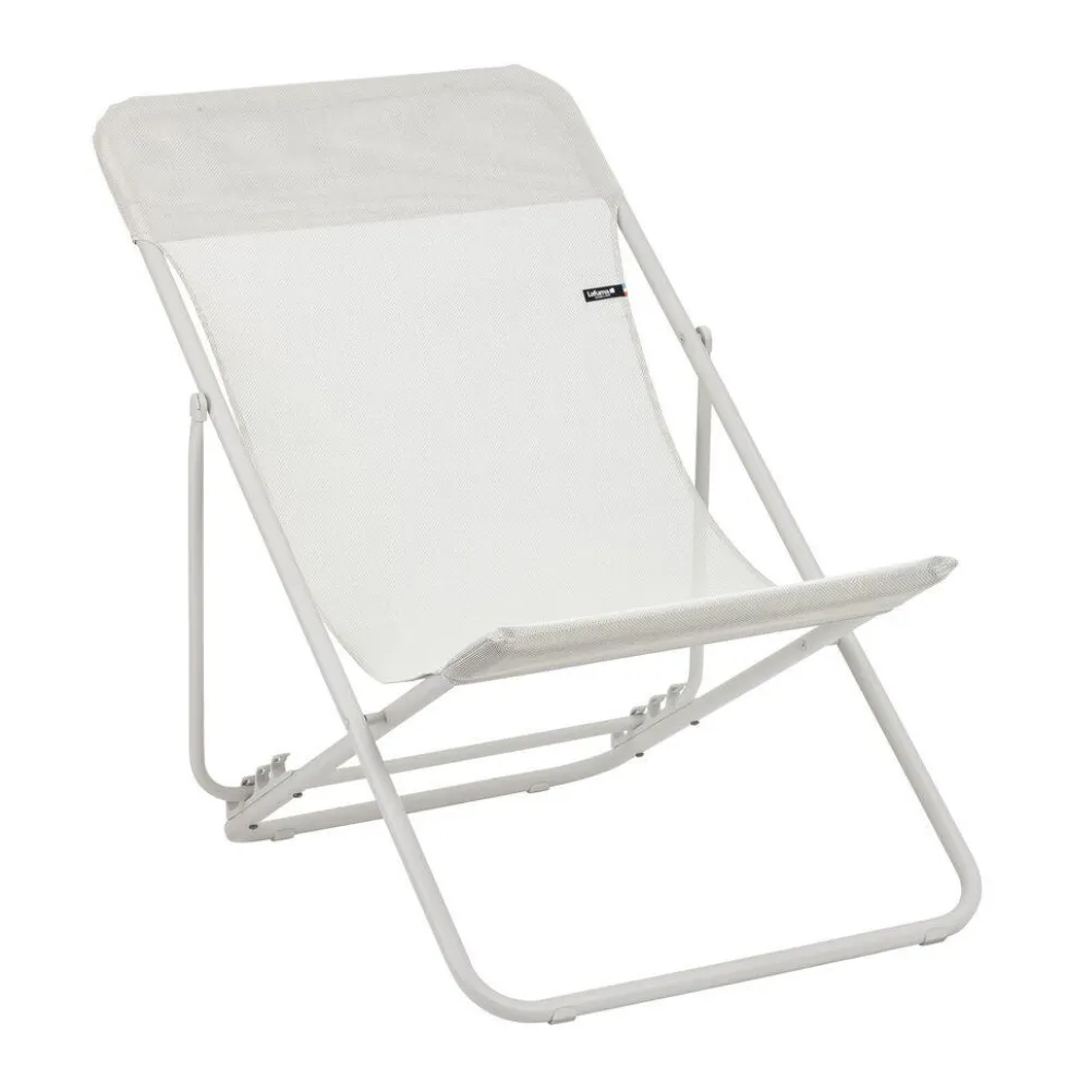 Fauteuil maxi transat colorblock Lafuma Batyline® coloris beige en acier - 62 x 83 x 91 cm