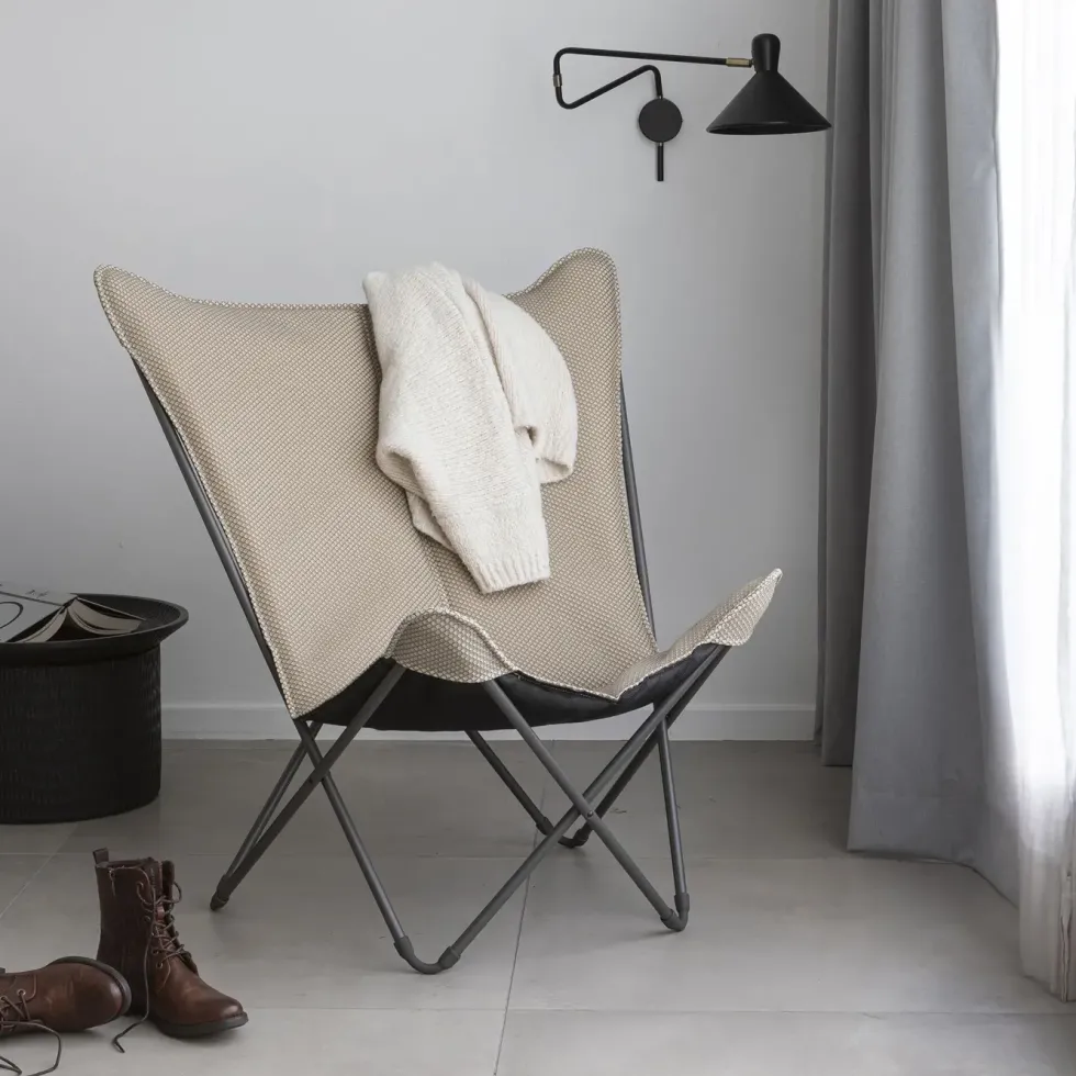 Fauteuil pliable en tube acier et toile Moka Lafuma Pop up XL BeComfort - 91 x 83 x 87 cm