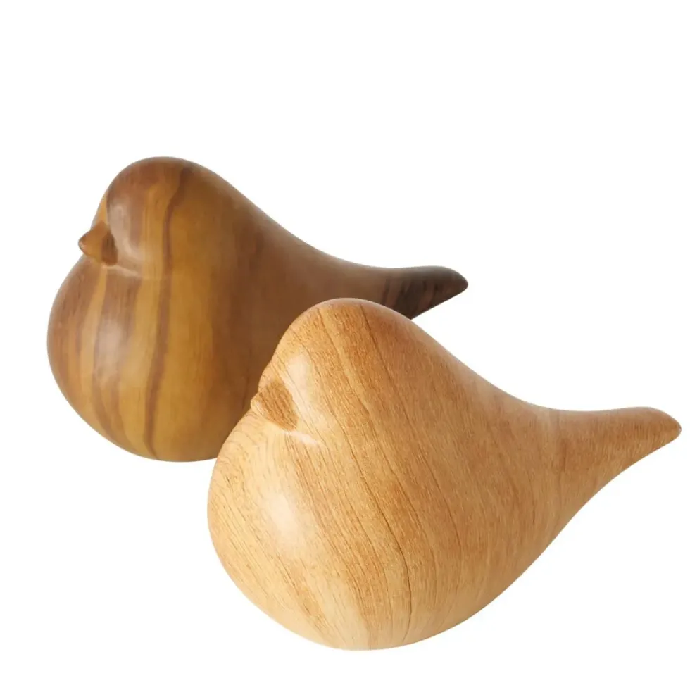 Figurine décorative oiseau Wilhelmy coloris marron en dolomite - 16 x 9 x 10 cm