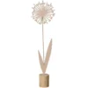 Fleur en fer beige sur support en bois - 12,5 x 5,5 x H 45 cm