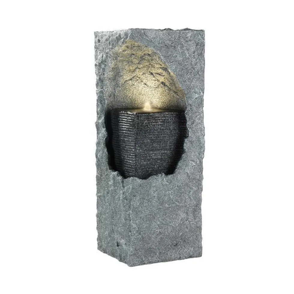 Fontaine murale en polyrésine coloris gris - 29 x 29 x 74 cm