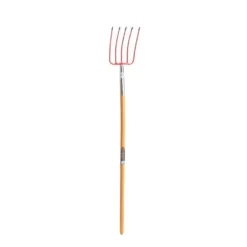 Fourche à compost rouge en acier et bois 163 cm